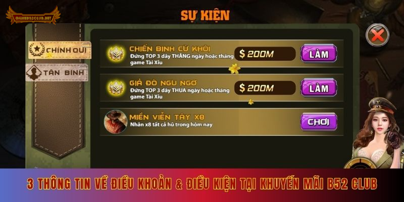 3 thông tin về điều khoản & điều kiện tại khuyến mãi B52 club