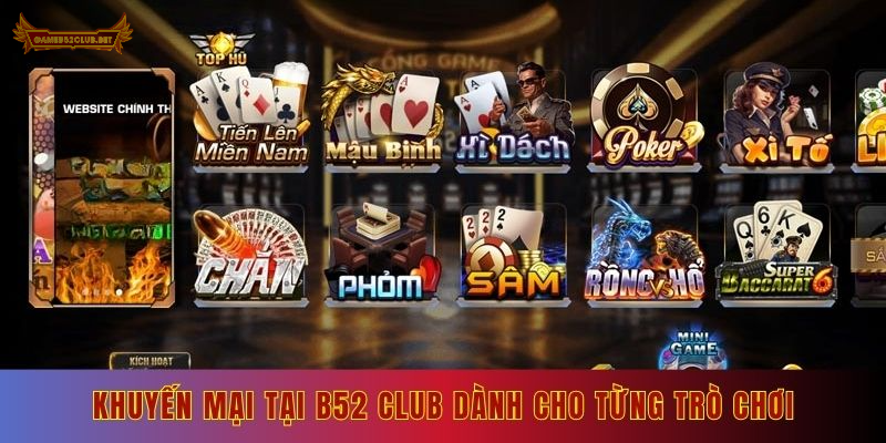 Khuyến mại tại B52 Club dành cho từng trò chơi